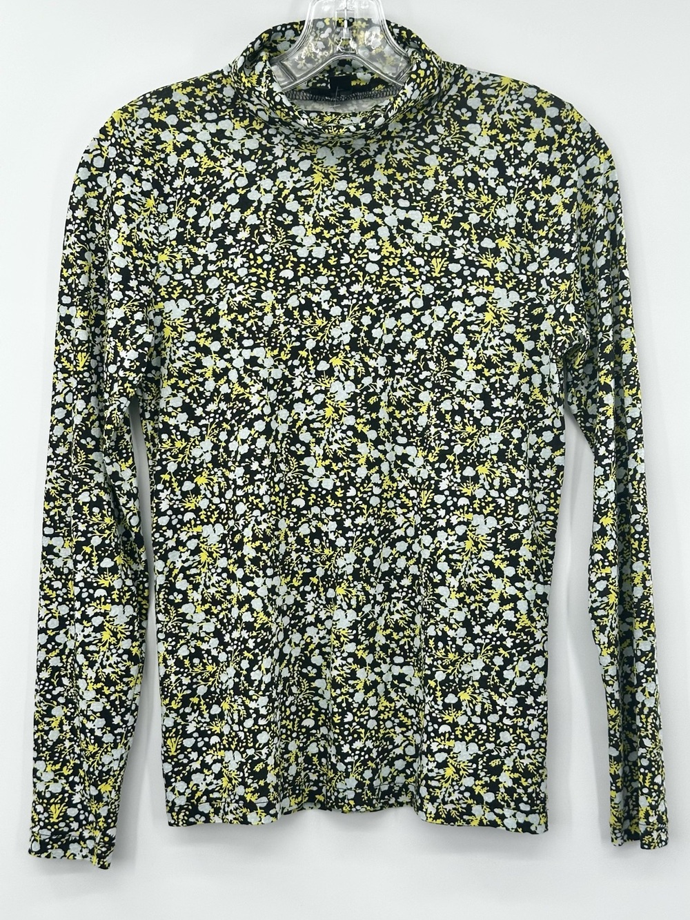 J.Crew green black Floral Turtle Neck Top size S